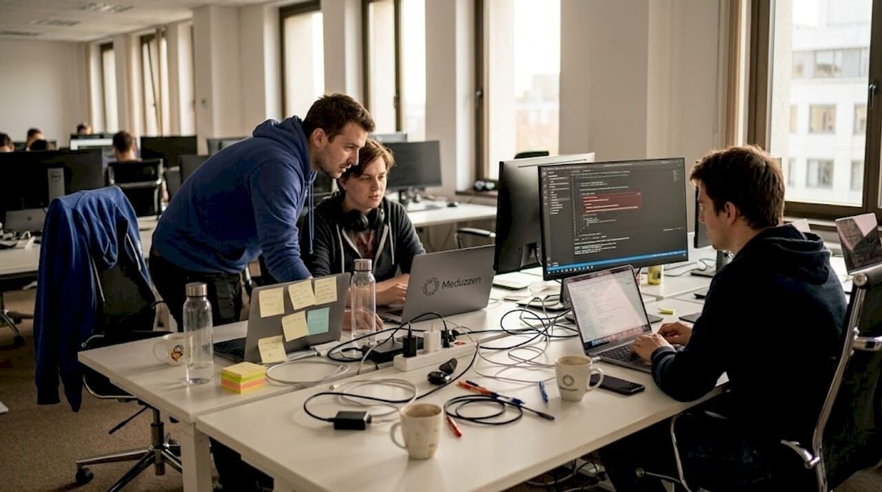 Développeurs travaillant sur une infrastructure moderne